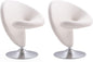 Manhattan Comfort Curl Swivel Accent Chair Set of 2 with 360° Turn, Fully Assembled, Upholstered in Wool Blend, Modern Ergonomic Design with Polished Chrome Base, Living Room & Office, Set of 2, Cream