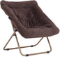 Saucer Chair, Comfy Bedroom Chairs, Oversized Folding Faux Fur Chair, Foldable Metal Frame Chair for Bedroom, Living Room, Balcony, Patio, Study, Playroom (Coffee)