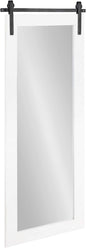 Kate and Laurel Cates Farmhouse Wood Framed Full Length Panel Mirror, 18 x 50, White, Barn Door-Inspired Rustic Mirrors for Wall