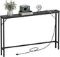Tohomeor 5.9" Skinny Behind Sofa Console Table with Charging Station Charcoal Black 47.2" Narrow Long Behind Couch Table with Power Outlets USB Ports Thin Entry Table for Entryway Living Room Hallway