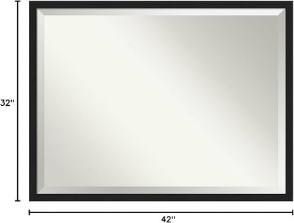 Amanti Art Black Bathroom Mirror for Over Sink, 32x42 Grace Brushed Metallic Black Narrow Rectangle Vanity Mirror, X-Large Modern Frame, Hangs Horizonally and Vertically, Bathroom Wall Decor, Beveled