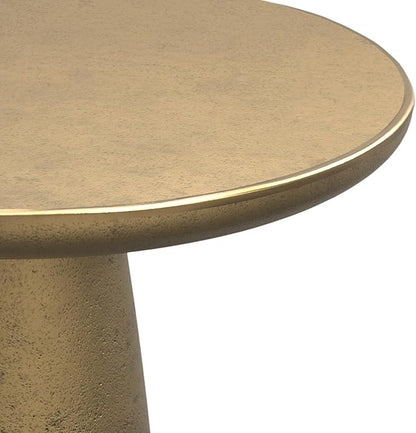 SIMPLIHOME Dominique Metal Table in Antique Brass, 18-inch Round, 19.75-inch Tall, Cast Aluminum Side Table for Living Room, Bedroom, Fully Assembled