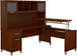 Bush Furniture Somerset 72W 3 Position Sit to Stand L Shaped Desk with Hutch in Hansen Cherry