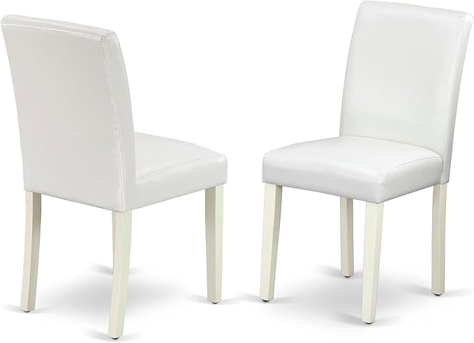 East West Furniture V027AB264-7 7 Piece Dining Room Furniture Set Consist of a Rectangle Dining Table with V-Legs and 6 White Faux Leather Upholstered Chairs, 40x72 Inch, Multi-Color