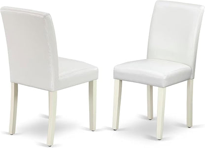 East West Furniture V027AB264-7 7 Piece Dining Room Furniture Set Consist of a Rectangle Dining Table with V-Legs and 6 White Faux Leather Upholstered Chairs, 40x72 Inch, Multi-Color