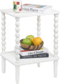 White End Table, Small Side Table with Storage Shelf, 2-Tier Modern NightStand for Bedroom, Living Room, Small Spaces (White)
