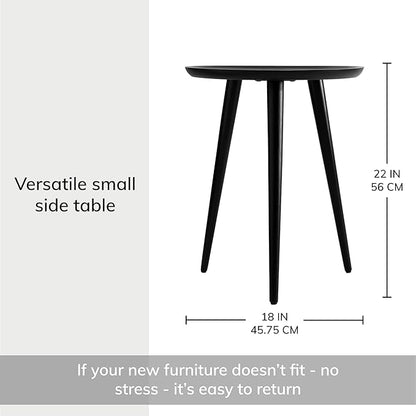 MH London Side Table - Tezgah End Table. Exclusively Designed Hand-Crafted Small Nightstand. Solid Wood Round End Table. Contemporary Accent Table for Bedrooms, Living Rooms and Home Office