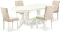 East West Furniture VAAB5-LWH-02 5 Piece Dining Room Table Set Includes an Oval Kitchen Table with Butterfly Leaf and 4 Light Beige Linen Fabric Parsons Chairs, 40x76 Inch, Linen White