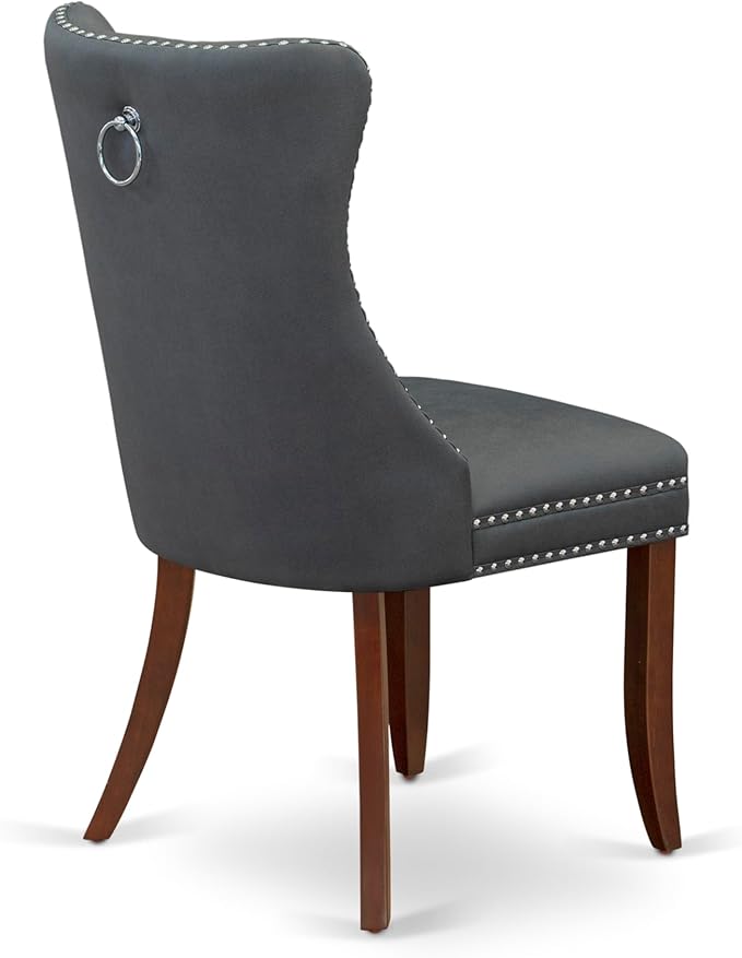 East West Furniture DODA9-MAH-13 9 Piece Dining Set Includes a Rectangle Solid Wood Table with Butterfly Leaf and 8 Polyester Fabric Upholstered Chairs, 42x78 Inch, Mahogany