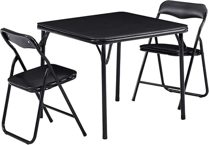 VECELO Kids Folding Activity Table and Chair Set, with Ultra Soft Padded Cushion, 3 Piece, Black