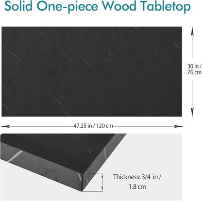 Kaboon Universal Tabletop 47.25"x30", Solid One-Piece Melamine Table Top, Double Desk L-Desk DIY, Home and Office,Cloud Atlas/Black Marble