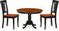 East West Furniture HLAV3-BCH-W 3 Piece Kitchen Table & Chairs Set Contains a Round Dining Table with Pedestal and 2 Dining Room Chairs, 42x42 Inch, Black & Cherry