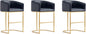 Manhattan Comfort Louvre 26 Inch Mid Century Modern Counter Height Bar Stools - Elegant Faux Leather Padded Seat, Stainless Steel Base with Footrest, Fully Assembled Barstools, Set of 3, Black & Gold