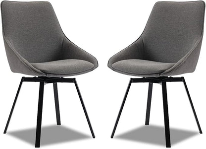 Dining Chairs Set of 2 Dark Grey Living Room Chairs Fabric Upholstered Kitchen Chairs,Loads Up to 270lbs,Quick Assembly,Swivel Dining Chair