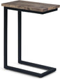SIMPLIHOME Skyler 18-inch Wide Solid Mango/Metal Industrial C-Shaped End Table in Beach Brown/Black for Living Room, Office, or Bedroom, Assembled