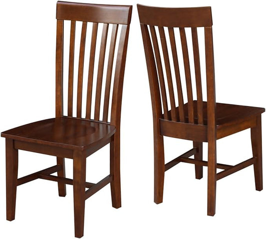 IC International Concepts, Set of Two Tall Mission Dining Chairs, Espresso, 225lbs wt capacity, Solid Real Wood, Sturdy Parawood, Espresso