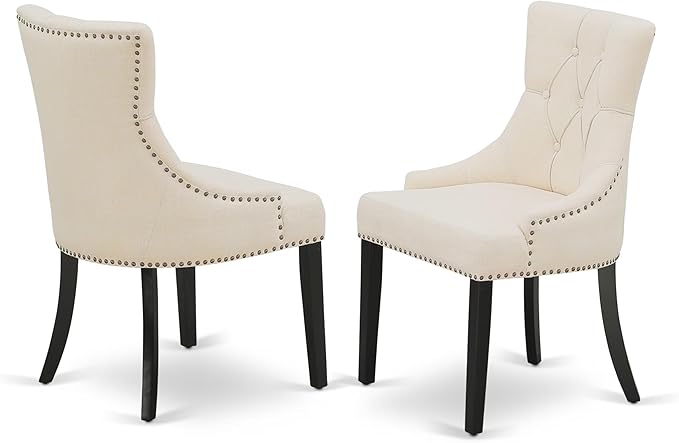 East West Furniture V696FR102-5 5 Piece Dinette Set for 4 Includes a Rectangle Dining Table with V-Legs and 4 Light Beige Linen Fabric Parson Dining Room Chairs, 36x60 Inch, Multi-Color