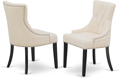 East West Furniture V696FR102-5 5 Piece Dinette Set for 4 Includes a Rectangle Dining Table with V-Legs and 4 Light Beige Linen Fabric Parson Dining Room Chairs, 36x60 Inch, Multi-Color