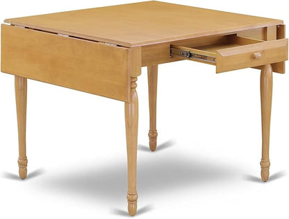 East West Furniture MZAN5-OAK-C 5 Piece Dinette Set for 4 Includes a Rectangle Dining Table with Dropleaf and 4 Linen Fabric Dining Room Chairs, 36x54 Inch, Oak