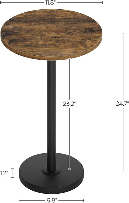 Round Side Table Set of 2, Tall Drink End Table for Small Spaces, Pedestal Style Martini Side Table in Living Room, Bedroom, Dormitory, Brown and Black ET30L2BR