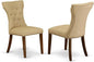 East West Furniture GAP8T03 Gallatin Parson Dining Chairs - Button Tufted Nailhead Trim Brown Linen Fabric Upholstered Chairs, Set of 2, Walnut