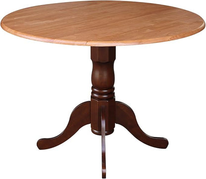 International Concepts Round Dual Drop Leaf Ped Table, Cinnamon/Espresso, 42-Inch