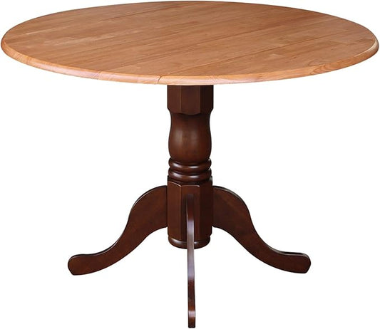 International Concepts Round Dual Drop Leaf Ped Table, Cinnamon/Espresso, 42-Inch