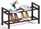 Haddockway Bamboo Shoe Rack for Closet, Free Standing Shoe Organizer with Smooth Round Rods & Convenient Handles, Stackable Shoe Storage Shelf for Entryway, Hallway(Brown, 2-Tier(Small))