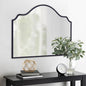 Chende Black Wall Mirror, Antique Arched Mirror for Fireplace Decor with Wooden Frame, 40'' x 28'' Elegant Scalloped Mirror for Living Room, Dining Room, Entryway