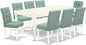 East West Furniture DOAS9-LWH-43 9 Piece Mid Century Modern Dining Table Set Consists A Wooden Dining Table and 8 Willow Green Polyester Fabric Upholstered Chairs, Linen White