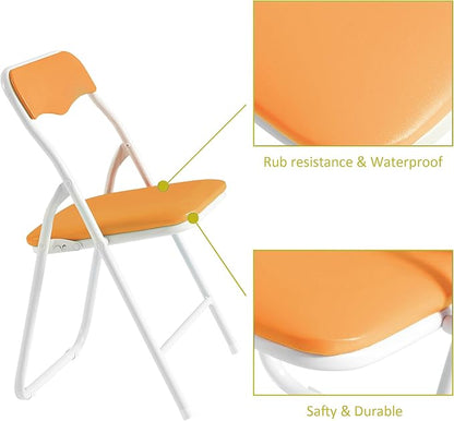 VECELO Kids Folding Activity Table and Chair Set, with Ultra Soft Padded Cushion, 5 Piece, Pale Orange