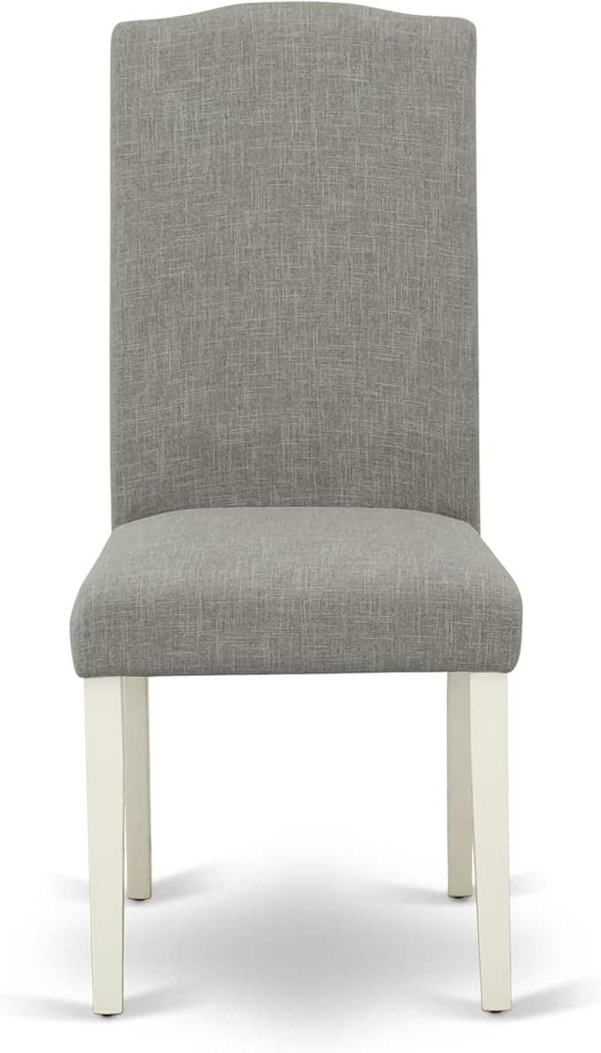 East West Furniture V097EN206-9 9 Piece Dining Room Set Includes a Rectangle Kitchen Table with V-Legs and 8 Dark Shitake Linen Fabric Upholstered Parson Chairs, 40x72 Inch, Multi-Color