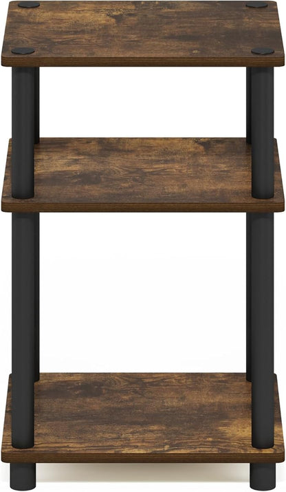 Furinno Just 3-Tier Turn-N-Tube End Table, 1-Pack, Amber Pine/Black