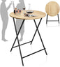 Outdoor Bar Height Table Wood 44.6'' Height, 31.5'' Round Folding Cocktail Tables Wooden Pub Desk, One-Piece Installation Kitchen Dining Table for Patio, Party, Balcony, Backyard, Poolside, Events