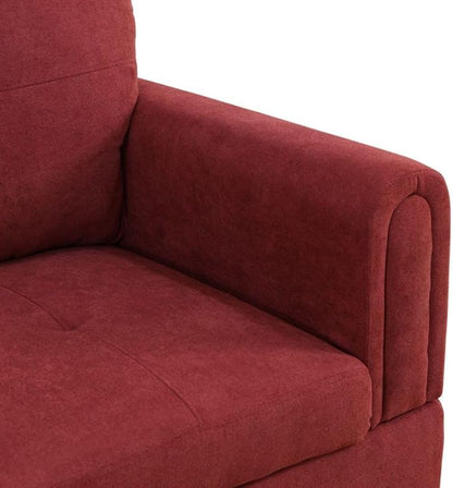 Red L-Shaped 3-Piece Flannel Sofa with Storage Ottoman Set, Sectional Couch Sofa Set for Living Room, Office, Small Space
