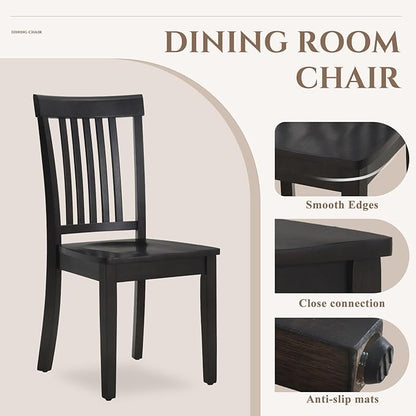 COLAMY Wooden Dining Chairs Set of 4, Spindle High Back Windsor Kitchen Side Chair, Farmhouse Dining Chairs for Kitchen and Dining Room, Dark Brown