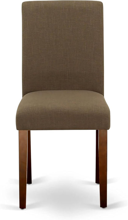 East West Furniture ANAB5-MAH-18 5 Piece Dining Table Set for 4 Includes a Round Kitchen Table with Pedestal and 4 Coffee Linen Fabric Upholstered Chairs, 36x36 Inch, Mahogany