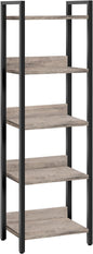 5-Tier Bookshelf, Bookcase, Shelves Organizer for Small Spaces, Storage Shelf Organizer, for Living Room, Bedroom, Study, Balcony, Greige and Black BKHG5501