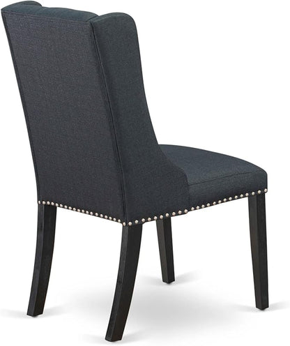 X12FO-0C6-24 - 14-piece Dining Room Table Set a Rectangular Dining Table with a coffee Table and 12 Black Linen Fabric kitchen Chair, 39x120 Inch, Wire Brushed Black