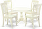 East West Furniture HBDA5-LWH-W 5 Piece Dinette Set for 4 Includes a Round Dining Room Table with Pedestal and 4 Kitchen Dining Chairs, 42x42 Inch, Linen White
