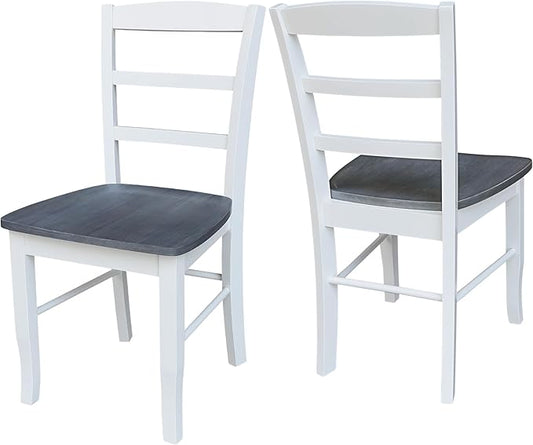 IC International Concepts Set of Two Madrid Ladderback Dining Chairs, White/Heather Gray