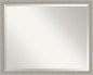 Amanti Art Grey Wall Mirror 24x30 Woodgrain Stripe Grey Rectangle Bathroom Mirror for Wall Decor Living Room, Large Casual Wood Frame, Hangs Horizonally and Vertically, Bathroom Decor, Beveled Edge