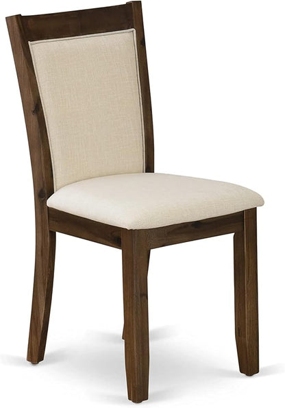 East West Furniture X727MZN32-6 6 Piece Kitchen Table Set Contains a Rectangle Dining Table with X-Legs and 4 Light Beige Linen Fabric Parson Chairs with a Bench, 40x72 Inch, Multi-Color