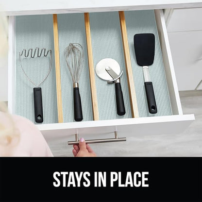 GORILLA GRIP powerGRIP Drawer Shelf and Cabinet Liner, Thick Strong Hold, Non-Adhesive Liners Protect Kitchen Cabinets and Cupboard, Bathroom Drawers, Easy Install, Breathable Mat, 12" x10', Spa Blue