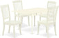 East West Furniture MZDA5-LWH-W 5 Piece Dining Table Set for 4 Includes a Rectangle Kitchen Table with Dropleaf and 4 Dining Room Chairs, 36x54 Inch, Linen White