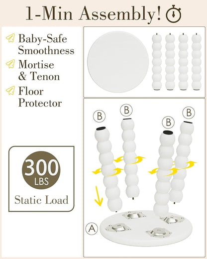 Masupu Solid Wooden Step Stool for Adults Kids, 11 inch Small Foot Stool, Non-Slip One Step Stool, Sturdy Foot Stool for Bathroom, Bedroom, Kichen, Plant Stand(White)