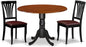 East West Furniture DLAV3-BCH-LC 3 Piece Modern Dining Table Set Contains a Round Wooden Table with Dropleaf and 2 Faux Leather Kitchen Dining Chairs, 42x42 Inch, Black & Cherry