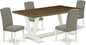 East West Furniture V077EN206-5 5 Piece Modern Dining Table Set Includes a Rectangle Wooden Table with V-Legs and 4 Dark Shitake Linen Fabric Parsons Dining Chairs, 40x72 Inch, Multi-Color