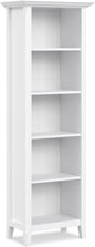 SIMPLIHOME Amherst Bookcase - 70 inch Tall 5-Shelf Solid Wood Bookshelf in White, Transitional Storage for Living Room, Study Room or Office with Adjustable Shelves and Tapered Legs