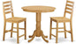 East West Furniture JACF3-OAK-W 3 Piece Counter Height Dining Set for Small Spaces Contains a Round Wooden Table with Pedestal and 2 Kitchen Chairs, 36x36 Inch, Oak